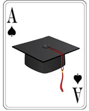 students funs playing cards