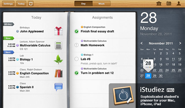 college student apps review iStudiez Pro test on iPad