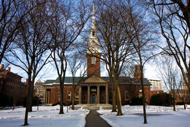 Winter season in Cambridge campus of Harvard University